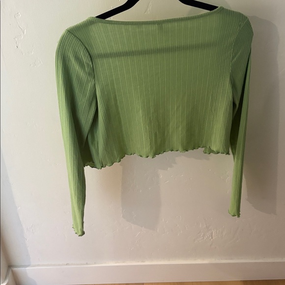 La Hearts Green Ribbed Crop Top - Picture 2 of 5